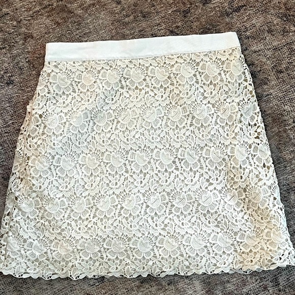 Loft Cream Lace Skirt Size 8 - Picture 1 of 3